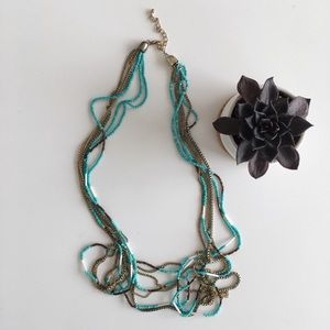 Lulu’s Turquoise Seed Bead and Chain Necklace